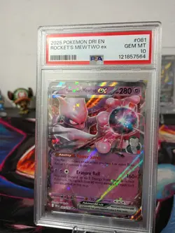 2025 ROCKET'S MEWTWO EX #081 POKEMON DESTINED RIVALS PSA 10 GEM MINT 💎 - Image 4