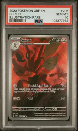 Pokemon Scizor 205/197 Obsidian Flames Holo Illustration Rare PSA 10 GEM MINT - Image 1