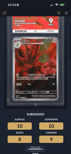 Pokemon Scizor TCG Holo Illustration Rare Card 205/197 Obsidian Flames Ace 9 - Image 3