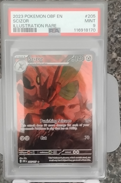 Pokemon TCG Scizor Illustration Rare Holo SV03 Obsidian Flames PSA 9 205/197 - Image 1