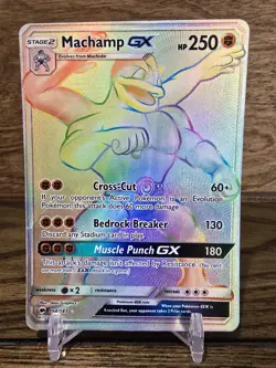 Pokemon Card TCG Machamp GX 154/147 Burning Shadows Secret Rainbow Rare HP DMG - Image 1