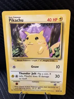 Pikachu 58/102 Base Set WOTC 1999 Pokemon Card MP Vintage Non Holo - Image 1