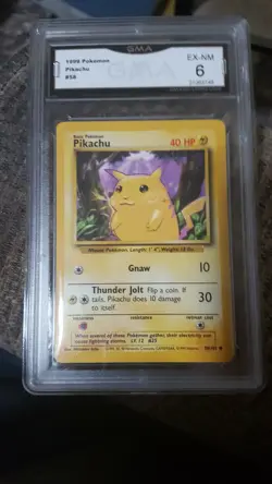 1999 Pokemon Game #58 Pikachu Yellow Cheeks Shadowless GMA 6 EX - MT - Image 1