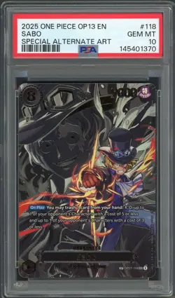 PSA 10 Sabo (SP Alt Art) Carrying On His Will OP13 OP07-118 EN One Piece B16 - Image 1