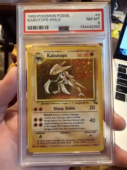 Pokemon TCG Kabutops Fossil Set 9/62 Holo Rare Unlimited PSA 8 NM-MT - Image 1