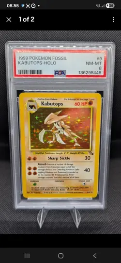 Pokemon TCG Fossil Kabutops Holo Rare Card 9/62 PSA 8 Near Mint Condition - Image 1