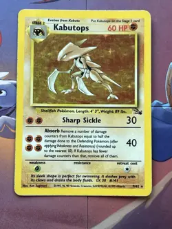 Pokemon TCG Kabutops Fossil Holo Card 9/62 Unlimited Edition Rare - Image 1