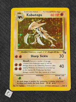 Kabutops 9/62 - Fossil Unlimited Holo Rare Pokemon TCG LP - Image 1