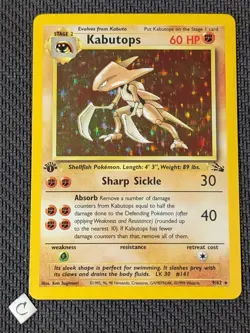 Kabutops 9/62 - Fossil 1st Edition Holo Rare Pokemon TCG NM - Image 1