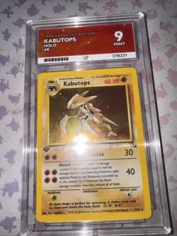 Pokemon WOTC TCG Kabutops Holo Fossil 1st Edition 9/62 Rare Card ACE 9 - Image 1