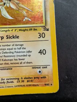 Pokemon Kabutops Holo Rare Card 9/62 Fossil Set, Unlimited 1999 WOTC TCG - Image 5