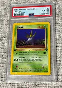 1999 Pokemon Jungle Oddish 1st Edition PSA 10! - Image 1