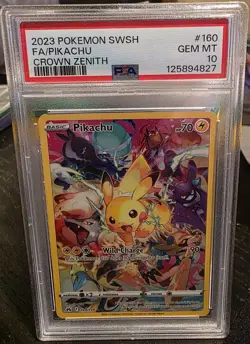Pokemon Pikachu TCG Crown Zenith Holo Full Art Secret Rare Card PSA 10 160/159 - Image 1