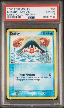 2006 POKEMON EX CRYSTAL GUARDIANS #54 KRABBY-REVERSE FOIL PSA 8 - Image 1