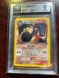 2000 POKEMON ROCKET 1ST EDITION #4 DARK CHARIZARD-HOLO BGS 8 - Image 1