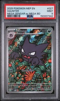 2025 POKEMON MEP EN-ME BLACK STAR PROMO #027 HAUNTER MEGA GENGAR EX PSA 9 - Image 1