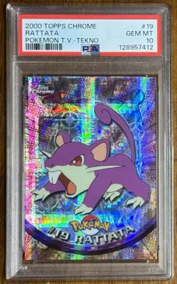 2000 Topps Chrome Pokemon Rattata Tekno PSA 10 Low Pop Rare #19 Series 1 - Image 1