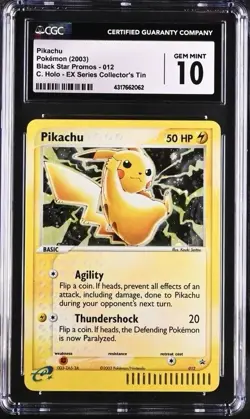Pokemon Pikachu 2003 Black Star Holo Promo #012 CGC 10 Gem Mint - Image 1
