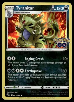 Tyranitar 043/078 Holo Rare Pokemon GO Pokemon Holo NM - Image 1