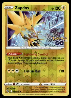 Zapdos 029/078 Holo Rare Pokemon GO Pokemon Reverse Holo LP - Image 1