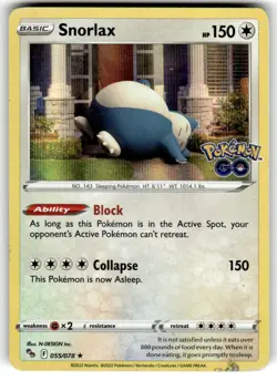 Snorlax 055/078 Holo Rare Pokemon GO Pokemon Holo NM - Image 1
