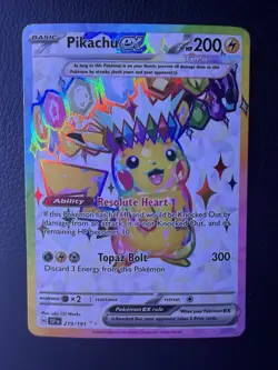 Pokemon Pikachu ex Sv08 Surging Sparks 219/191 Ultra Rare Full Art Holo Eng - Image 1