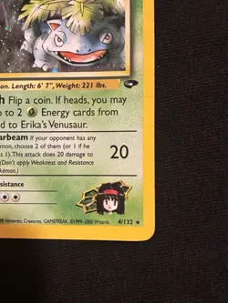Pokemon TCG Erika's Venusaur Holo Rare Gym Challenge 4/132 English 2000 HP/DM - Image 3