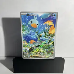 Ducklett 109/086 Pokemon TCG Scarlet & Violet White Flare Illustration Rare Card - Image 1