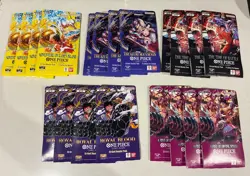 One Piece TCG OP-16 + OP-15 + OP-14 + OP-11 + OP-10 English Blister pack 4 each - Image 1