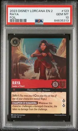 2023 Disney Lorcana EN2 Raya Foil PSA 10 GEM #123 Raya and the Last Dragon - Image 1