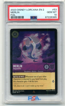 2023 Disney Lorcana Rise of the Floodborn Merlin Shapeshifter 137 Foil PSA 10 - Image 1