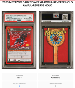 1ST POP 1 PSA 7 AUTO SKETCH PONCHO DARK TOWER AWFUL HOLO Metazoo card tcg - Image 1