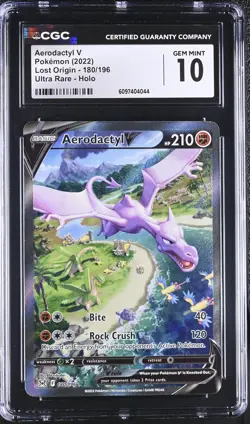 CGC 10 Aerodactyl V 180/196 Alternate Full Art Lost Origin Pokemon Card - Image 1
