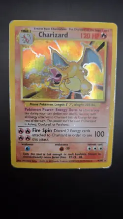 Base Set Charizard 4/102 — Heavy Play — Holo Rare Vintage Pokemon Card — WotC - Image 2