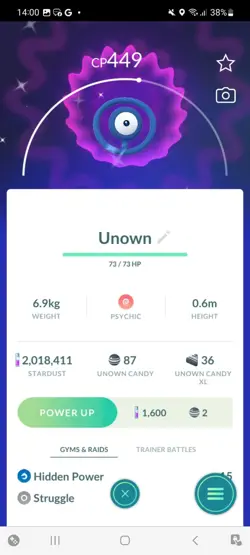 Pokemon Go Shiny Unown O - Image 1