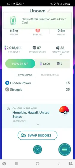 Pokemon Go Shiny Unown O - Image 2