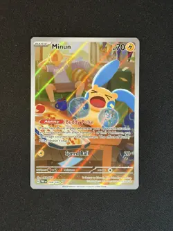 Pokemon TCG Minun 194/182 Sv04 Paradox Rift Illustration Rare Holo NM - Image 1