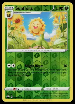 SUNFLORA 006/195 UNCOMMON SILVER TEMPEST POKEMON REVERSE HOLO NM - Image 1