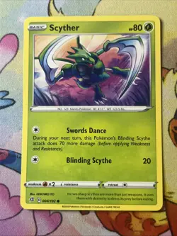 Pokemon Trading Card Free Ship (CA) Grass Type NM Scyther 4/192 - Image 1