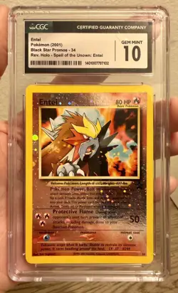 Pokemon Entei #34 Movie Promo Reverse Holo CGC 10 - Image 1