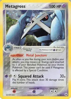 Metagross 11/101 Holo Rare Hidden Legends Pokemon Holo Heavily Played - Image 1