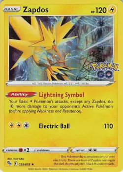 Zapdos Holo Holo Rare Pokemon GO 029/078 NM - Image 1
