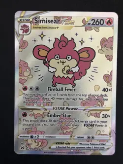 Simisear VSTAR 214/172 SAR Pokemon Card TCG Crown Zenith Rare Full Art - Image 1