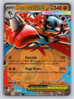 Mega Lucario ex 077/132 Double Rare Mega Evolution Pokemon Holo Near Mint - Image 1