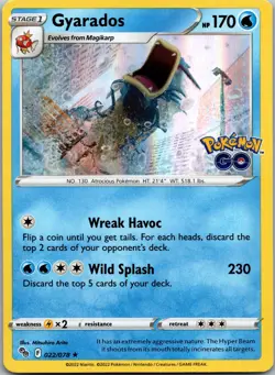 Gyarados #022/078 Holo Rare Pokemon GO Pokemon Near Mint or Better - Image 1