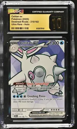 2025 Pokemon Destined Rivals Cetitan ex Ultra Rare #210/182 CGC 10 Pristine 210 - Image 1