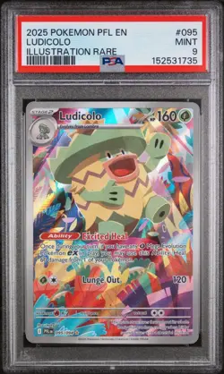 2025 Pokemon Phantasmal Flames Ludicolo Illustration Rare #095 PSA 9 - Image 1