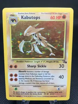 Kabutops 9/62 Holo Vintage Fossil 1999 WOTC Pokemon Card - Image 1