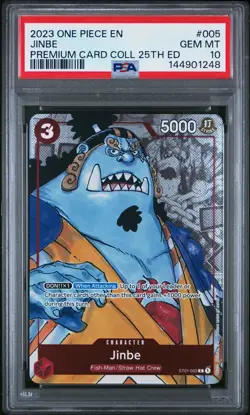2023 One Piece Premium Card Collection 25th Edition Jinbe PSA 10 #005 - Image 1