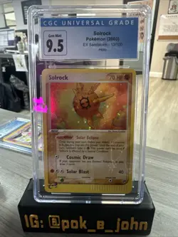 2003 Pokemon EX Sandstorm #13 Solrock Holo Rare CGC 9.5 Mint E Reader vintage - Image 1
